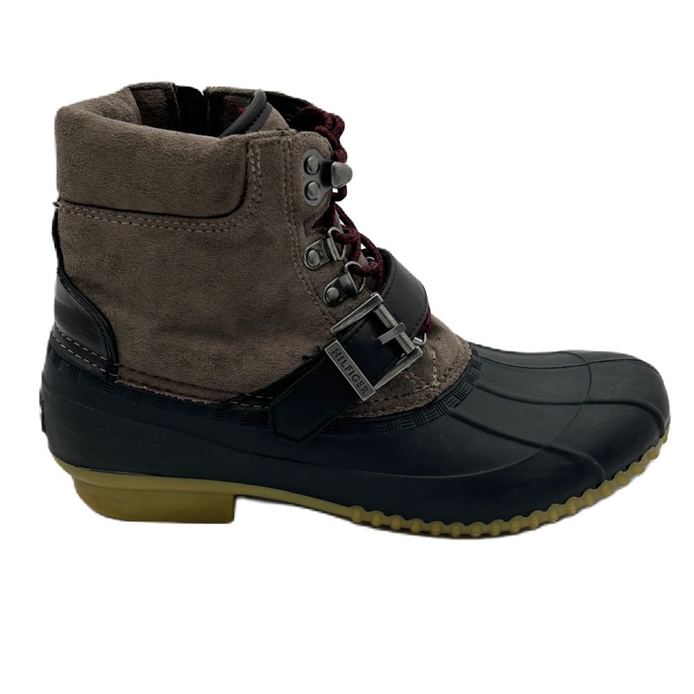 Tommy Hilfiger‎ Womens Duck Boot Sz 8M Zip Faux Suede Fur Buckle Water Resistant